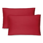 Bare Home Pillow Sham Set - Premium 1800 Collection - Double Brushed - King, Red