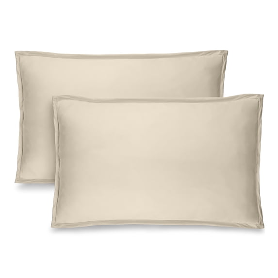 Bare Home Pillow Sham Set - Premium 1800 Collection - Double Brushed - King, Sand