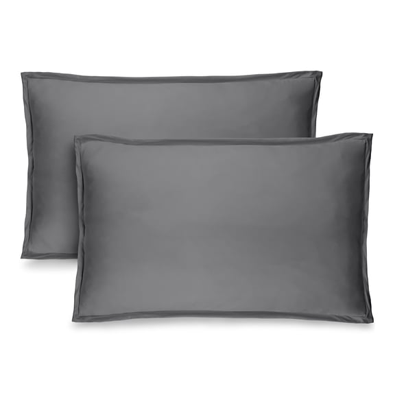 Bare Home Pillow Sham Set - Premium 1800 Collection - Double Brushed - Queen, Gray