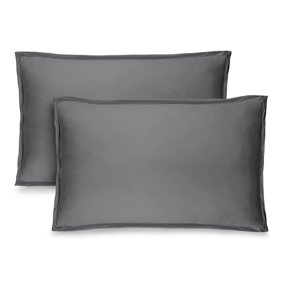 Bare Home Pillow Sham Set - Premium 1800 Collection - Double Brushed - Queen, Gray