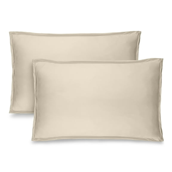 Bare Home Pillow Sham Set - Premium 1800 Collection - Double Brushed - Queen, Sand