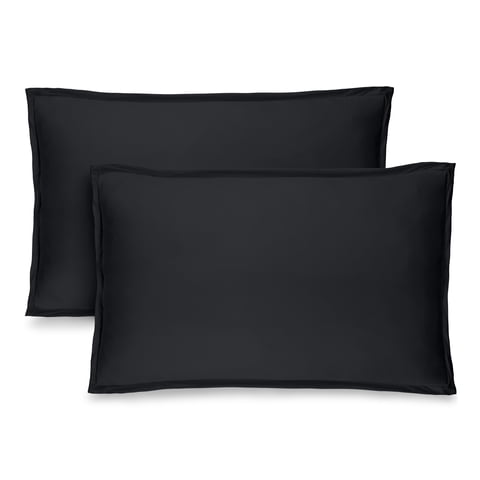 Bare Home Pillow Sham Set - Premium 1800 Collection - Double Brushed - Standard, Black