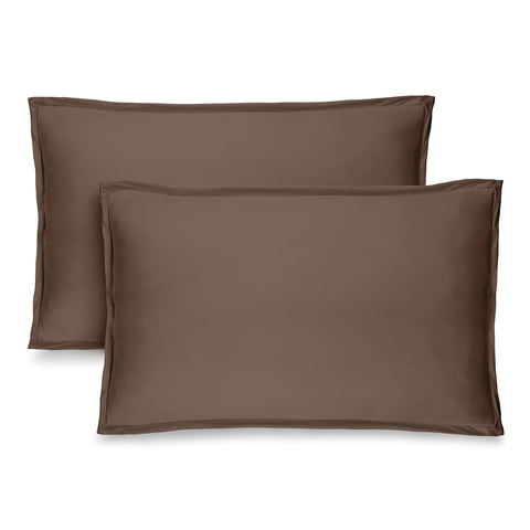 Bare Home Pillow Sham Set - Premium 1800 Collection - Double Brushed - Standard, Cocoa