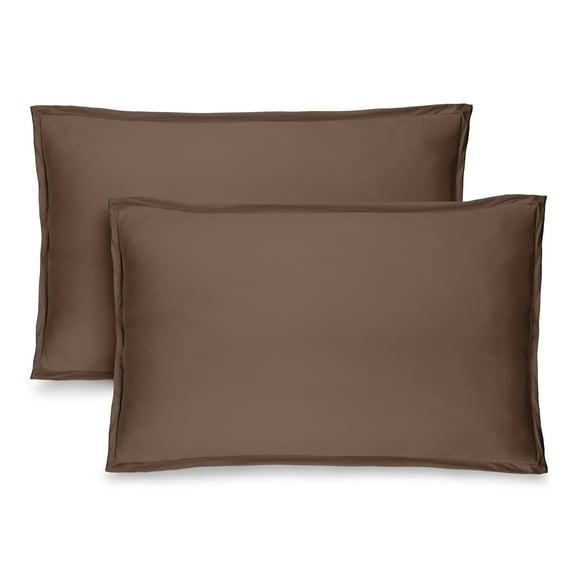 Bare Home Pillow Sham Set - Premium 1800 Collection - Double Brushed - Standard, Cocoa