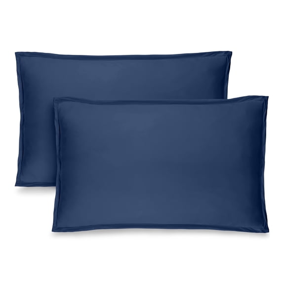 Bare Home Pillow Sham Set - Premium 1800 Collection - Double Brushed - Standard, Dark Blue