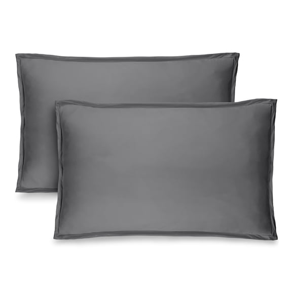Bare Home Pillow Sham Set - Premium 1800 Collection - Double Brushed - Standard, Gray
