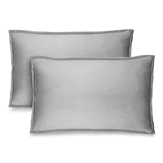 Bare Home Pillow Sham Set - Premium 1800 Collection - Double Brushed - Standard, Light Gray