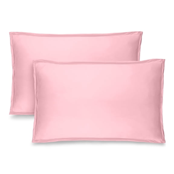 Bare Home Pillow Sham Set - Premium 1800 Collection - Double Brushed - Standard, Light Pink