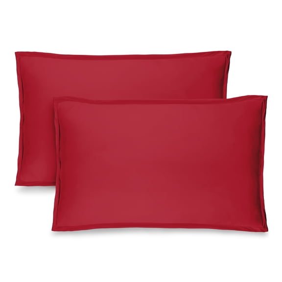Bare Home Pillow Sham Set - Premium 1800 Collection - Double Brushed - Standard, Red