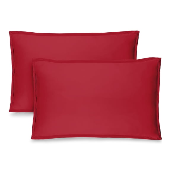 Bare Home Pillow Sham Set - Premium 1800 Collection - Double Brushed - Standard, Red