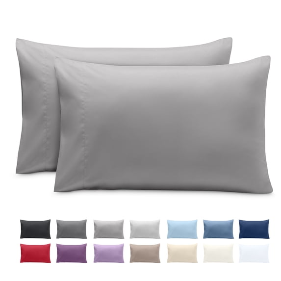 Bare Home Pillowcase Set - Envelope Closure - Premium 1800 Collection - Double Brushed - Ultra Soft - King Size 20x36, Light Gray, 2 Count