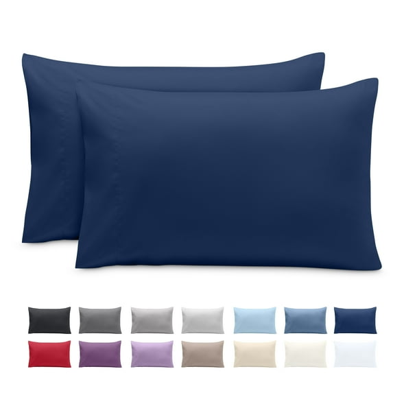 Bare Home Pillowcase Set - Envelope Closure - Premium 1800 Collection - Double Brushed - Ultra Soft - King Size 20x40, Dark Blue, 2 Count