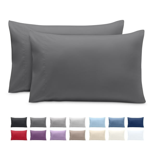 Bare Home Pillowcase Set - Envelope Closure - Premium 1800 Collection - Double Brushed - Ultra Soft - Queen Size, Gray, 2 Count