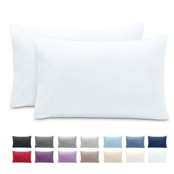 Bare Home Pillowcase Set - Envelope Closure - Premium 1800 Collection - Double Brushed - Ultra Soft - Queen Size, White, 2 Count