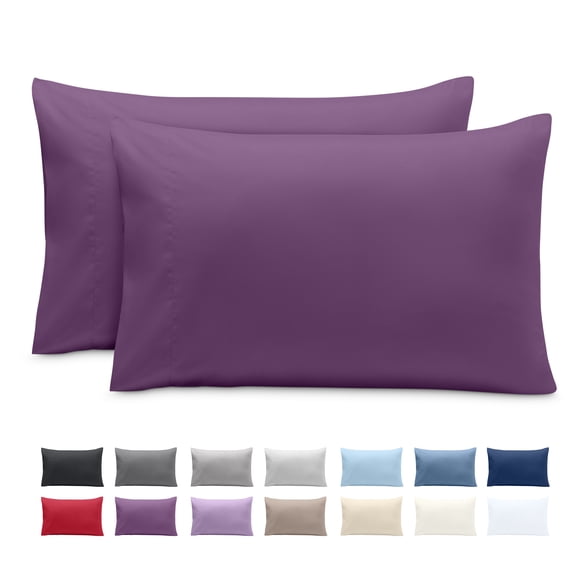 Bare Home Pillowcase Set - Envelope Closure - Premium 1800 Collection - Double Brushed - Ultra Soft - Standard Size, Plum, 2 Count
