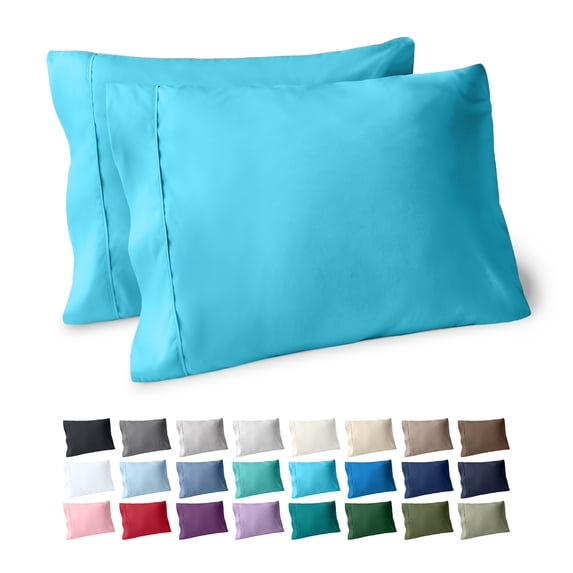 Bare Home Pillowcase Set - Premium 1800 Collection - Double Brushed - Ultra Soft - King Size, Aqua, 2 Count