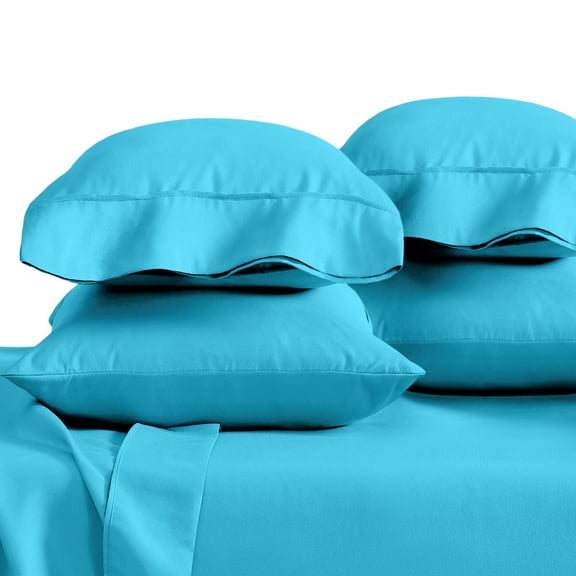 Bare Home Pillowcase Set - Premium 1800 Collection - Double Brushed - Ultra Soft - King Size, Aqua, 4 Count