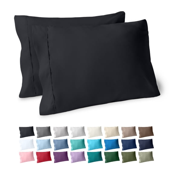 Bare Home Pillowcase Set - Premium 1800 Collection - Double Brushed - Ultra Soft - King Size, Black, 2 Count
