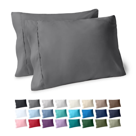 Bare Home Pillowcase Set - Premium 1800 Collection - Double Brushed - Ultra Soft - King Size, Gray, 2 Count