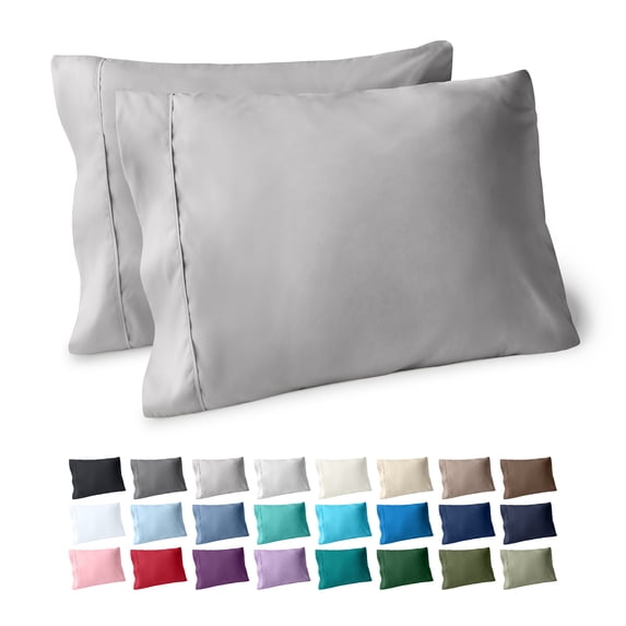 Bare Home Pillowcase Set - Premium 1800 Collection - Double Brushed - Ultra Soft - King Size, Light Gray, 2 Count