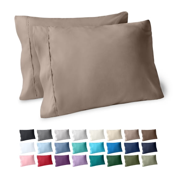Bare Home Pillowcase Set - Premium 1800 Collection - Double Brushed - Ultra Soft - King Size, Taupe, 2 Count