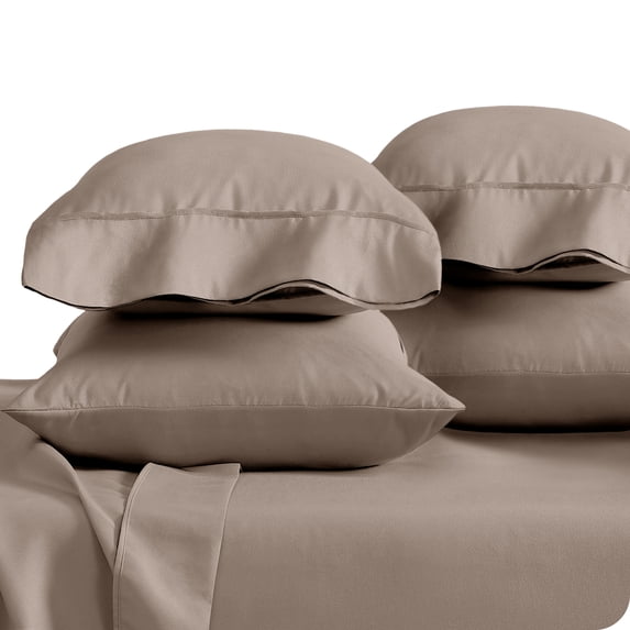 Bare Home Pillowcase Set - Premium 1800 Collection - Double Brushed - Ultra Soft - King Size, Taupe, 4 Count