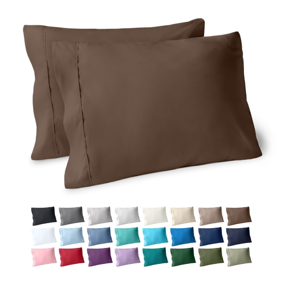 Bare Home Pillowcase Set - Premium 1800 Collection - Double Brushed - Ultra Soft - Standard Size, Cocoa, 2 Count