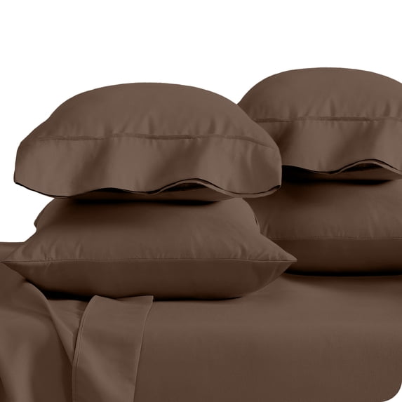 Bare Home Pillowcase Set - Premium 1800 Collection - Double Brushed - Ultra Soft - Standard Size, Cocoa, 4 Count