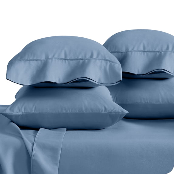 Bare Home Pillowcase Set - Premium 1800 Collection - Double Brushed - Ultra Soft - Standard Size, Coronet Blue, 4 Count