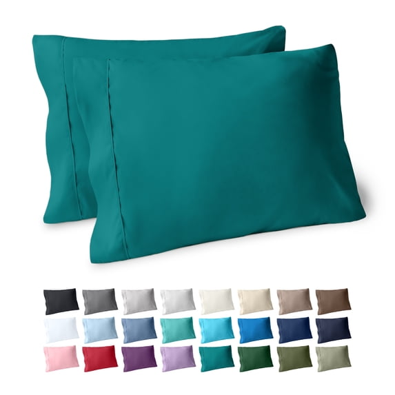Bare Home Pillowcase Set - Premium 1800 Collection - Double Brushed - Ultra Soft - Standard Size, Emerald, 2 Count