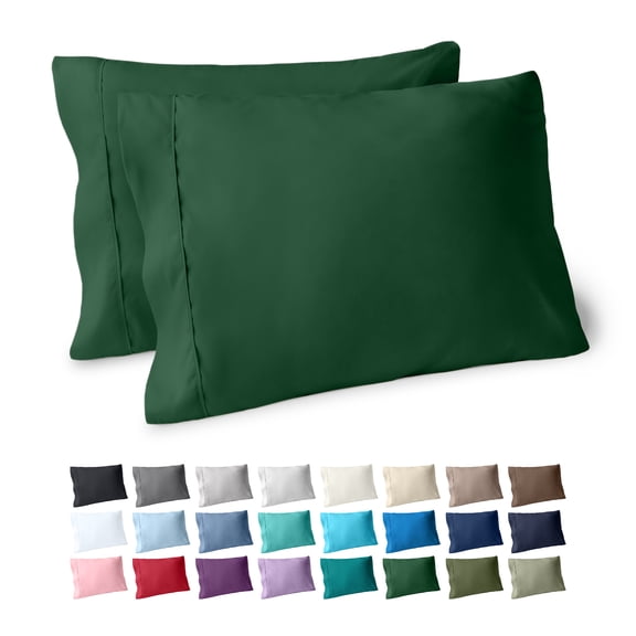 Bare Home Pillowcase Set - Premium 1800 Collection - Double Brushed - Ultra Soft - Standard Size, Forest Green, 2 Count