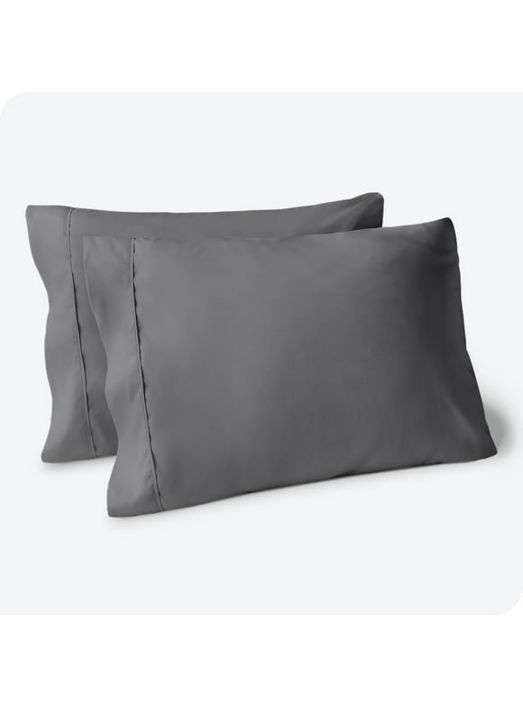 Bare Home Pillowcase Set - Premium 1800 Collection - Double Brushed - Ultra Soft - Standard Size, Gray, 2 Count