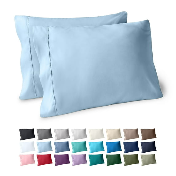 Bare Home Pillowcase Set - Premium 1800 Collection - Double Brushed - Ultra Soft - Standard Size, Light Blue, 2 Count