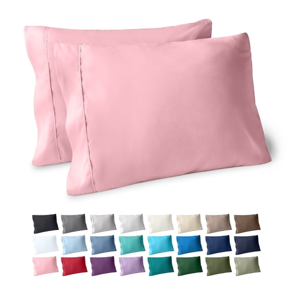 Bare Home Pillowcase Set - Premium 1800 Collection - Double Brushed - Ultra Soft - Standard Size, Light Pink, 2 Count