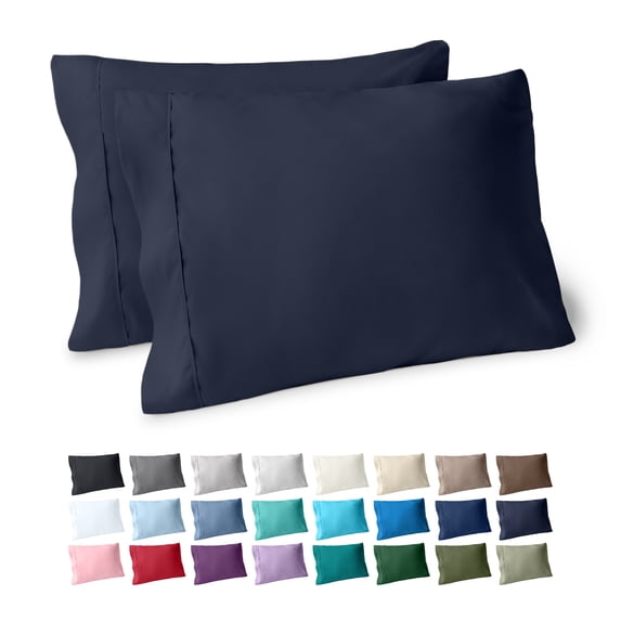 Bare Home Pillowcase Set - Premium 1800 Collection - Double Brushed - Ultra Soft - Standard Size, Midnight Blue, 2 Count