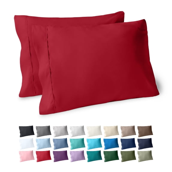 Bare Home Pillowcase Set - Premium 1800 Collection - Double Brushed - Ultra Soft - Standard Size, Red, 2 Count