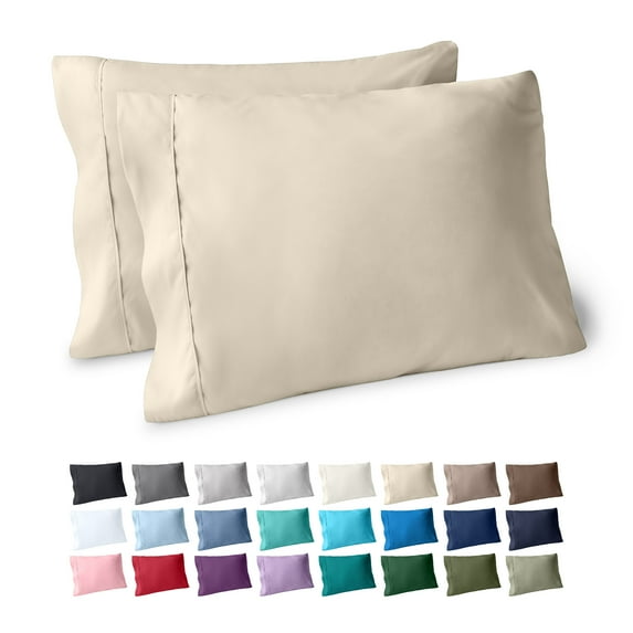Bare Home Pillowcase Set - Premium 1800 Collection - Double Brushed - Ultra Soft - Standard Size, Sand, 2 Count