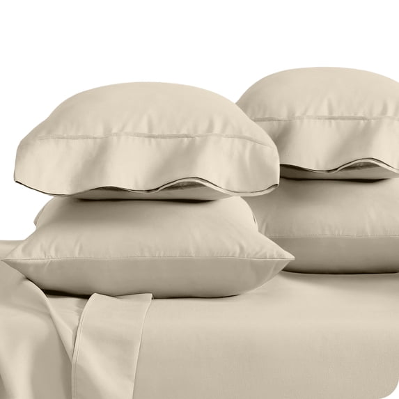 Bare Home Pillowcase Set - Premium 1800 Collection - Double Brushed - Ultra Soft - Standard Size, Sand, 4 Count