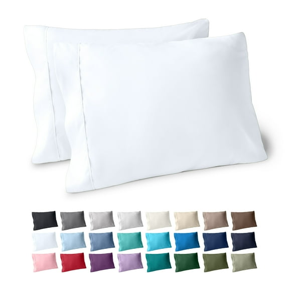 Bare Home Pillowcase Set - Premium 1800 Collection - Double Brushed - Ultra Soft - Standard Size, White, 2 Count