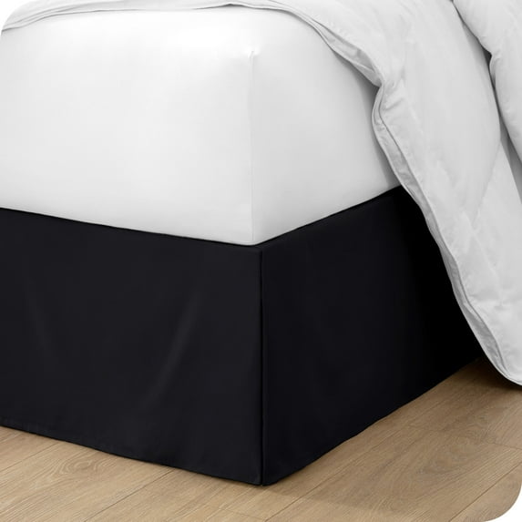 Bare Home Pleated Bed Skirt - 15-Inch Tailored Drop Easy Fit Black Twin