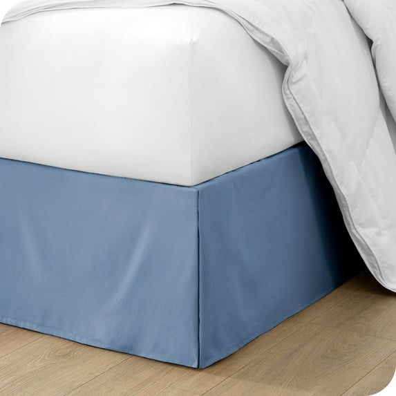 Bare Home Pleated Bed Skirt - 15-Inch Tailored Drop Easy Fit Coronet Blue King