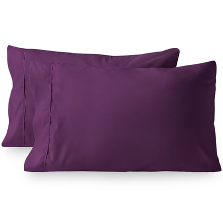Bare Home Premium 1800 Ultra-Soft Microfiber Pillowcase Set - Double Brushed - Hypoallergenic - Wrinkle Resistant (Standard Pillowcase Set of 2, Plum)