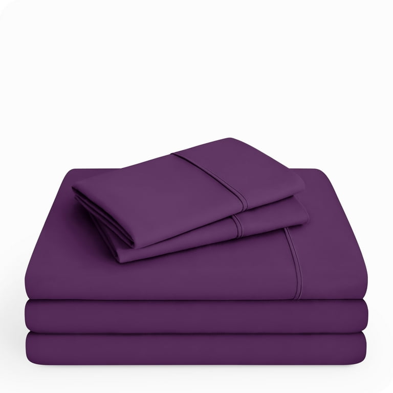 Bare Home Plum Microfiber Sheet Set, Wrinkle Resistant, Deep Pocket, Split  King