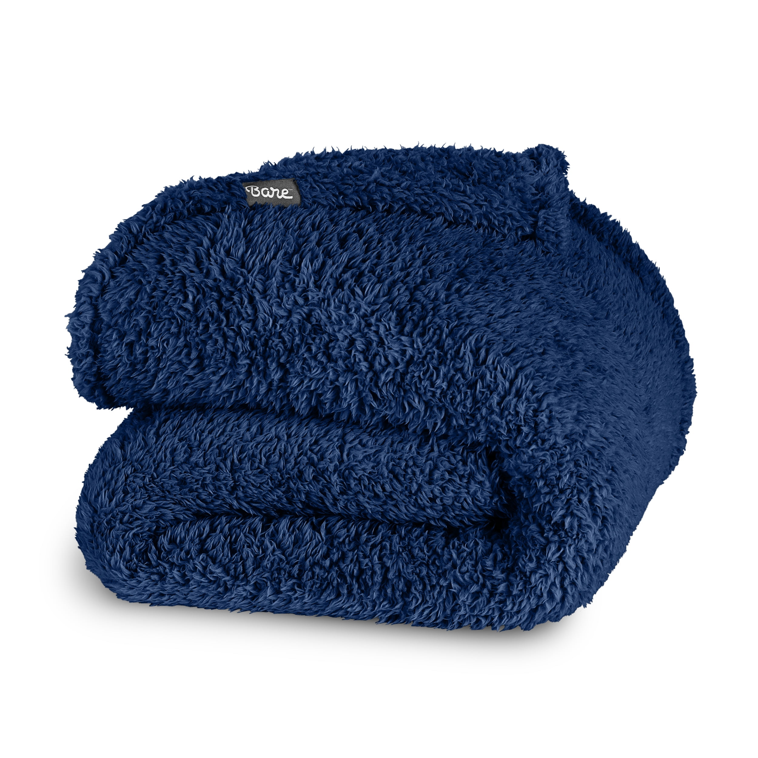 Dark Blue Faux Shearling Sherpa Throw Blanket