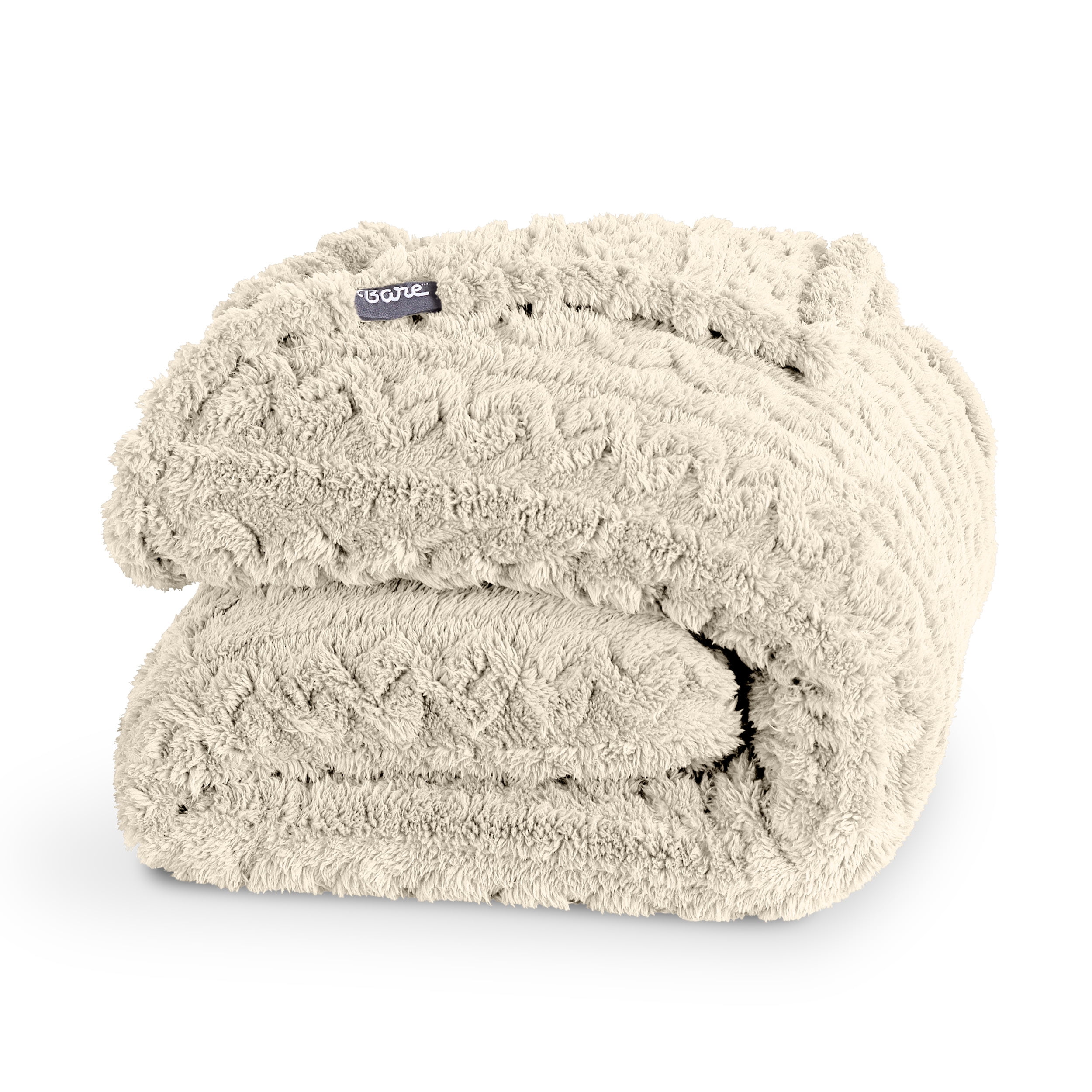 Oyster Cable Knit Faux Shearling Sherpa Throw Blanket