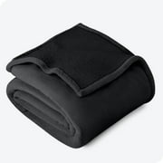 Bare Home Plush Sherpa Bed Blanket - Fluffy & Soft - Reversible - Lightweight - King, Black with Black Sherpa
