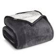 thumbnail image 1 of Bare Home Plush Sherpa Bed Blanket - Fluffy & Soft - Reversible - Lightweight - King, Forged Iron Gray, 1 of 10