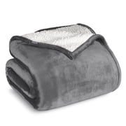 Bare Home Plush Sherpa Bed Blanket - Fluffy & Soft - Reversible - Lightweight - King, Gray
