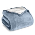 thumbnail image 1 of Bare Home Plush Sherpa Bed Blanket - Fluffy & Soft - Reversible - Lightweight - Throw/Travel, Dusty Blue, 1 of 10