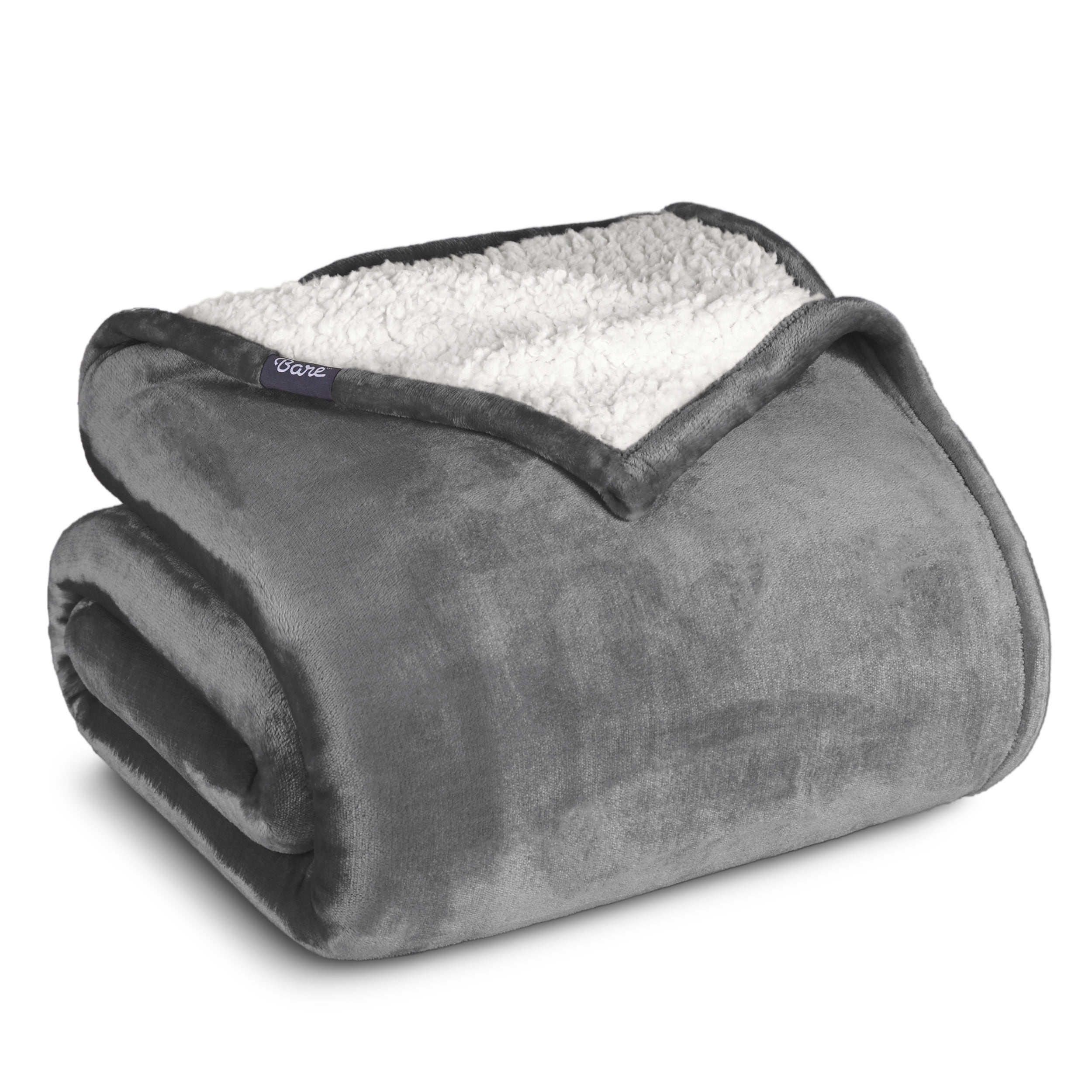Gray Reversible Sherpa Fleece Toddler Throw Blanket